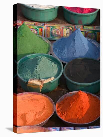Selling Holy Color Powder at the Market, Puri, Orissa, India-Keren Su-Stretched Canvas