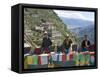 Selling Prayer Flags, Ganden Monastery, Near Lhasa, Tibet, China-Ethel Davies-Framed Stretched Canvas