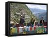 Selling Prayer Flags, Ganden Monastery, Near Lhasa, Tibet, China-Ethel Davies-Framed Stretched Canvas