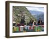 Selling Prayer Flags, Ganden Monastery, Near Lhasa, Tibet, China-Ethel Davies-Framed Photographic Print