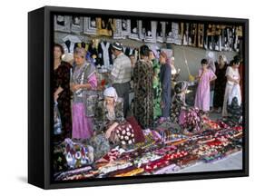 Selling Traditional Textiles for Weddings, Urgut, Uzbekistan, Central Asia-Occidor Ltd-Framed Stretched Canvas