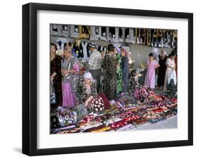 Selling Traditional Textiles for Weddings, Urgut, Uzbekistan, Central Asia-Occidor Ltd-Framed Photographic Print