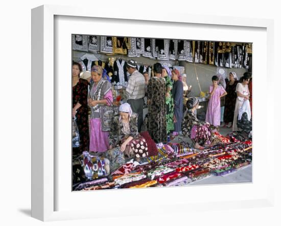 Selling Traditional Textiles for Weddings, Urgut, Uzbekistan, Central Asia-Occidor Ltd-Framed Photographic Print