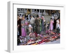 Selling Traditional Textiles for Weddings, Urgut, Uzbekistan, Central Asia-Occidor Ltd-Framed Photographic Print