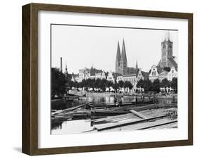 Selling Wood on the River Trave, Lubeck, circa 1910-Jousset-Framed Giclee Print