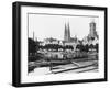 Selling Wood on the River Trave, Lubeck, circa 1910-Jousset-Framed Giclee Print