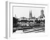 Selling Wood on the River Trave, Lubeck, circa 1910-Jousset-Framed Giclee Print