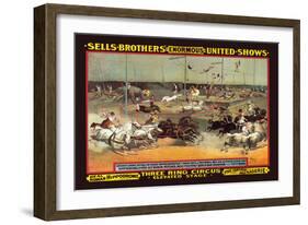 Sells Brothers' Enormous United Shows: Three Ring Circus-null-Framed Art Print