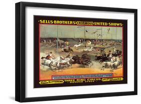 Sells Brothers' Enormous United Shows: Three Ring Circus-null-Framed Art Print