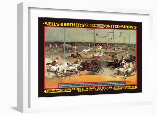 Sells Brothers' Enormous United Shows: Three Ring Circus-null-Framed Art Print