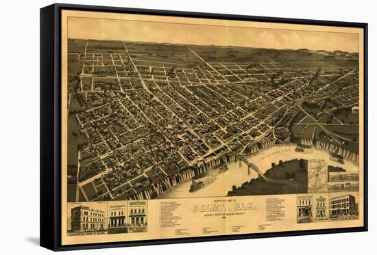 Selma, Alabama - Panoramic Map-Lantern Press-Framed Stretched Canvas