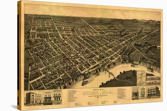 Selma, Alabama - Panoramic Map-Lantern Press-Stretched Canvas