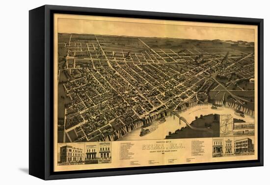 Selma, Alabama - Panoramic Map-Lantern Press-Framed Stretched Canvas