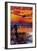 Semaine d' Aviation De Lyon Vintage Poster - Europe-Lantern Press-Framed Art Print