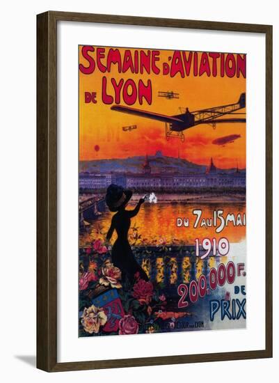 Semaine d' Aviation De Lyon Vintage Poster - Europe-Lantern Press-Framed Art Print