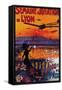 Semaine d' Aviation De Lyon Vintage Poster - Europe-Lantern Press-Framed Stretched Canvas