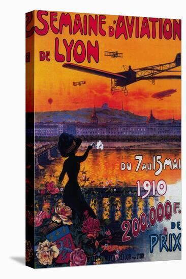 Semaine d' Aviation De Lyon Vintage Poster - Europe-Lantern Press-Stretched Canvas