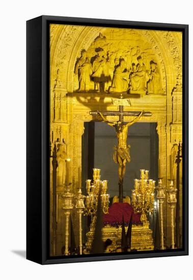 Semana Santa (Holy Week) Float Outside Seville Cathedral, Seville, Andalucia, Spain, Europe-Stuart Black-Framed Stretched Canvas