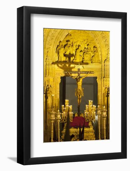 Semana Santa (Holy Week) Float Outside Seville Cathedral, Seville, Andalucia, Spain, Europe-Stuart Black-Framed Photographic Print