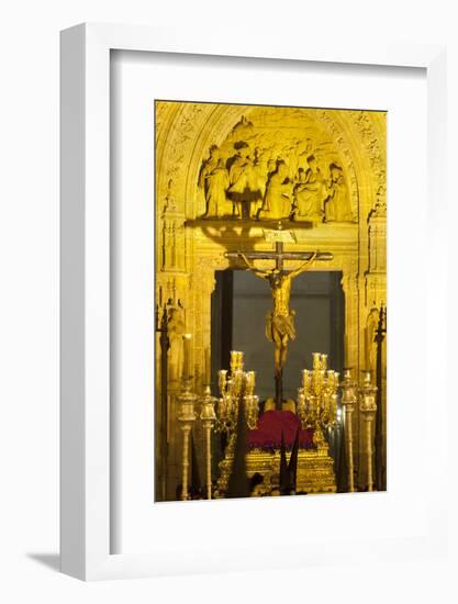 Semana Santa (Holy Week) Float Outside Seville Cathedral, Seville, Andalucia, Spain, Europe-Stuart Black-Framed Photographic Print