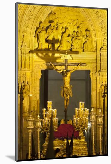 Semana Santa (Holy Week) Float Outside Seville Cathedral, Seville, Andalucia, Spain, Europe-Stuart Black-Mounted Photographic Print