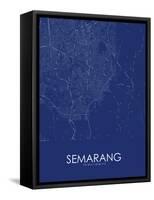 Semarang, Indonesia Blue Map-null-Framed Stretched Canvas