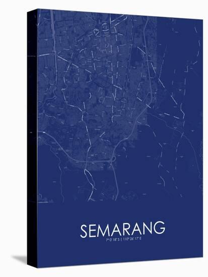 Semarang, Indonesia Blue Map-null-Stretched Canvas