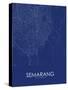 Semarang, Indonesia Blue Map-null-Stretched Canvas