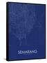 Semarang, Indonesia Blue Map-null-Framed Stretched Canvas
