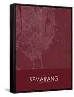 Semarang, Indonesia Red Map-null-Framed Stretched Canvas