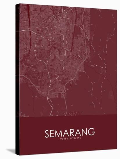 Semarang, Indonesia Red Map-null-Stretched Canvas