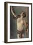 Semi-Naked Egyptian Woman with Python-null-Framed Art Print