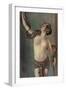 Semi-Naked Egyptian Woman with Python-null-Framed Art Print