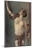 Semi-Naked Egyptian Woman with Python-null-Mounted Art Print