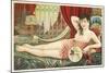 Semi-Nude Asian Woman with Fan-null-Mounted Art Print