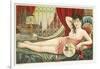 Semi-Nude Asian Woman with Fan-null-Framed Art Print