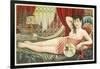 Semi-Nude Asian Woman with Fan-null-Framed Art Print