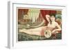 Semi-Nude Asian Woman with Fan-null-Framed Art Print