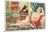 Semi-Nude Asian Woman with Gallah-null-Mounted Art Print