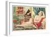 Semi-Nude Asian Woman with Gallah-null-Framed Art Print