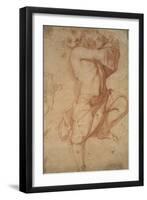 Semi-Nude Boy (Chalk on Paper)-Annibale Carracci-Framed Giclee Print