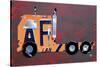 Semi Truck License Plate Art-Design Turnpike-Stretched Canvas