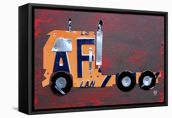 Semi Truck License Plate Art-Design Turnpike-Framed Stretched Canvas