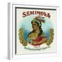 Seminola Brand Cigar Box Label-Lantern Press-Framed Art Print