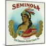 Seminola Brand Cigar Box Label-Lantern Press-Mounted Art Print