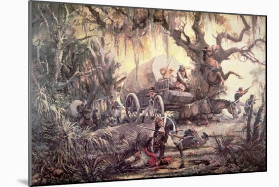 Seminole Indians Ambush a Us Marines Supply Wagon, 11th September 1812-C.h. Waterhouse-Mounted Giclee Print