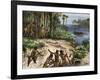 Seminoles Preparing to Ambush U.S. Troops Near Fort Scott during the First Seminole Wars, c.1817-null-Framed Giclee Print