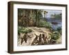 Seminoles Preparing to Ambush U.S. Troops Near Fort Scott during the First Seminole Wars, c.1817-null-Framed Giclee Print