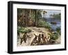 Seminoles Preparing to Ambush U.S. Troops Near Fort Scott during the First Seminole Wars, c.1817-null-Framed Giclee Print