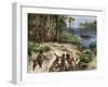 Seminoles Preparing to Ambush U.S. Troops Near Fort Scott during the First Seminole Wars, c.1817-null-Framed Giclee Print